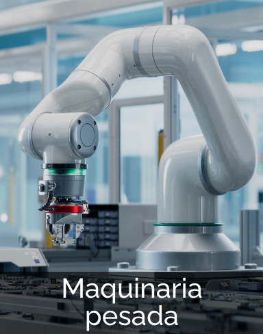 Brazo robótico industrial de alta tecnología representando el servicio de transporte de maquinaria pesada de Teromo.