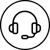 Icono lineal de auriculares con micrófono para representar el soporte y atención al cliente de Teromo.