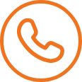 Icono de teléfono color naranja para contacto de atención 24/7 en Teromo Logística.